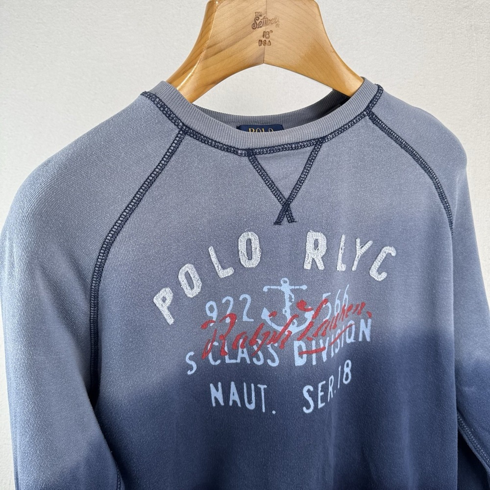 Polo Ralph Lauren RLYC Boys XL 18-20 Navy Ombré Sweatshirt Sailing Yacht Club - Picture 3 of 13